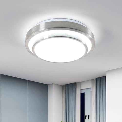 LED Lámpara de Techo Moderna, 28W Plafón Led de Techo Redonda Φ29cm 6500K Luz Blanca, 2 Anillos Plafones para Baño Dormitorio Cocina Sala de Estar Comedor Balcón