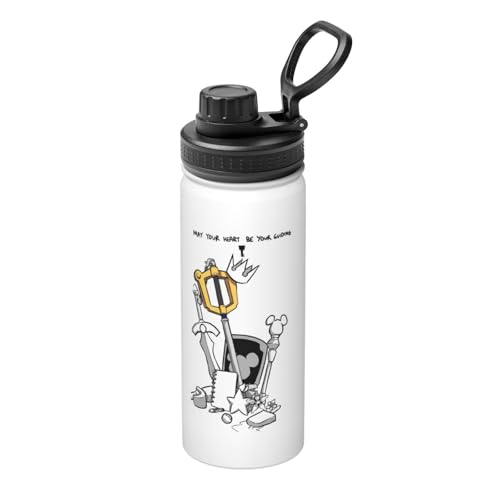 キングダムハーツ 魔法瓶 水筒 スポーツウォーターカップ スポーツボトル 直飲み ステンレス マグ ボトル 大容量 ポータブル こぼれ防止 持ち手付き 真空断熱 持ち運びが簡単 保温保冷 アウトドア 登山 自転車 遠足 男女兼用 18oz