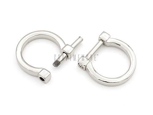 CRAFTMEMORE D-Rings with Closing Screw Shackle Key Holder Horseshoe U Shape Dee Ring DIY Leather Craft Purse Replacement for 1/2 Inch Strap 4 pcs (Silver)