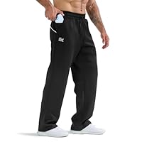 BROKIG Mens Buttlift Gym Tracksuit Bottoms, Open Hem Running Joggers Jogging Trousers Sweat Pants with Zip Pocket (Medium, Black)