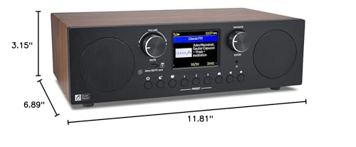 Image of Ocean Digital WR-800 FM Wi-Fi Internet Radio Stereo Speakers Micro SD Line Out Aux in 30,000+ Stations Stress Relief Relaxation Sleep Aid 2.8 inch Color Display Wooden Casing Black