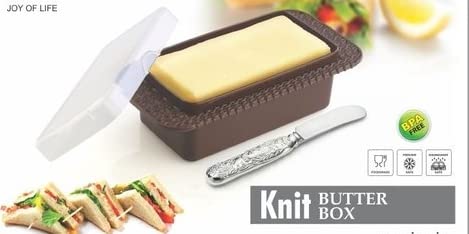 Image of SOFTLINE Butter Box with LID - for 500GM Butter, Brown