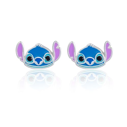 Pendientes de Stitch Disney plata ley joyería infantil tuerca antialérgica niñas pequeñas
