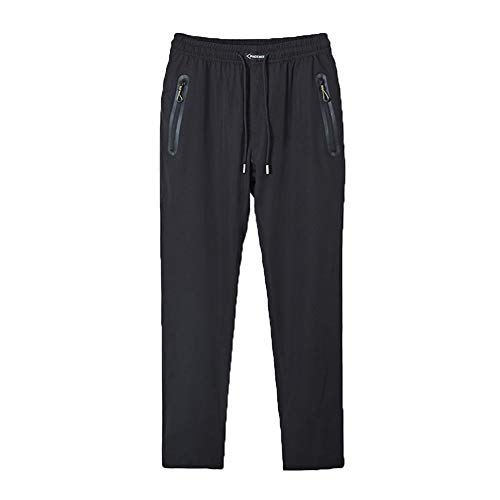Calça masculina de corrida Wohthops leve para caminhadas ao ar livre com bolsos com zíper, Dark Grey