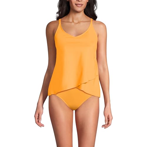 Lands' End Women's Tulip Hem Tankini Top X-Small Sweet Mango