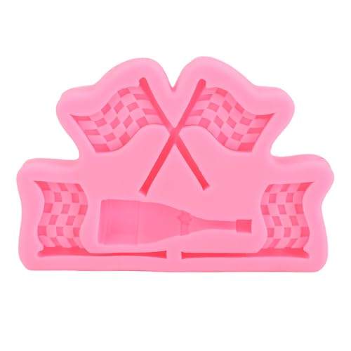 FILFEEL Fondant de Bandera de Coche de Carreras – Silicona de Grado Alimenticio para Hornear Chocolate para Decoración de Tartas, Fiesta de Cumpleaños Temática, Postre, Fácil Liberación y Apto para