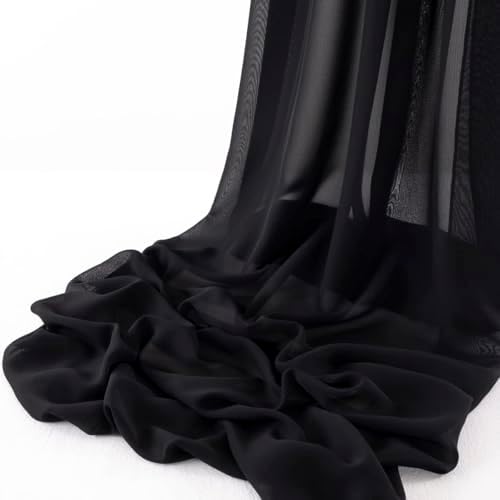 MLMW Black Chiffon Fabric by the Yard Sheer Fabric for Draping