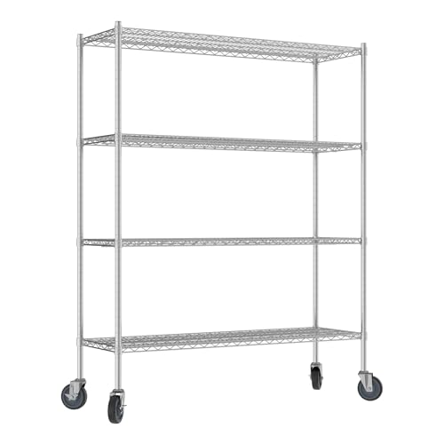 QUIET BOOK Commercial NSF Listed Chrome Mobile Wire Shelving Kit 18
