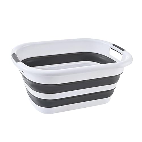 Cesto para la colada plegable – Cesta de almacenamiento de 40 litros, contenedor ahorra espacio | Cesto multifuncional para ropa sucia, lavabo plegable, cesta de almacenamiento para ropa sucia para el