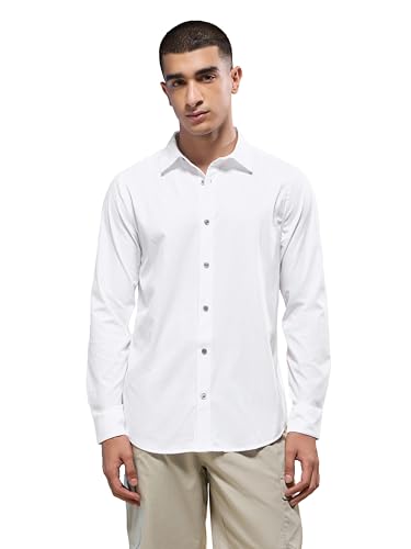 Image of TECHNOSPORT Men's Polyester Slim Fit Solid Casual Shirt with Ts Lytra