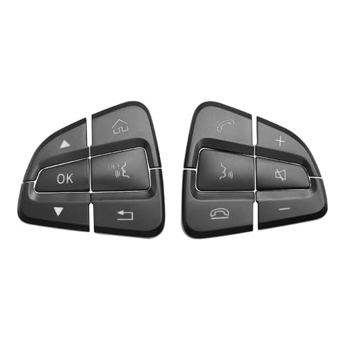 Image of Moonlinks Steering Wheel Button Trim Sticker For Mercede Benz C V GLC Class | For W205 X253 Steering Wheel Button lnner Decoration Cover 12PCS, Black (Model A)