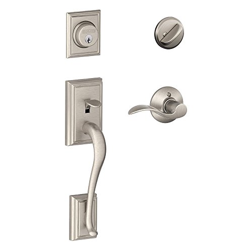 Image of SCHLAGE Addison Single Cylinder Handleset and Right Hand Accent Lever, Satin Nickel (F60 ADD 619 Acc RH)