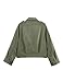 Wanzetaly Women's Cropped Trench Coat Casual Zip Up Jacket Work Jackets with Pockets Outerwear(0618-Green-S)