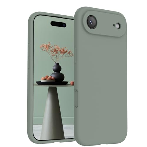 Image of FireNova Magnetic for iPhone Air Case, Compatible with MagSafe, [Integrated Silicone Camera Control Button] [Camera Protection] Microfiber Lining Phone Case for iPhone 17 Air, 6.5 inch, Calke Green