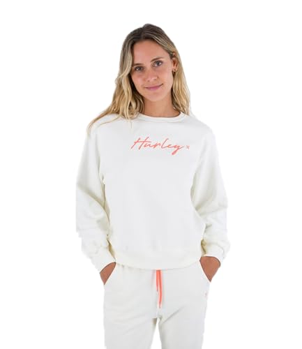 Hurley W Oceancare O&O Script Crew Sudadera, Marshmallow, S Mujer