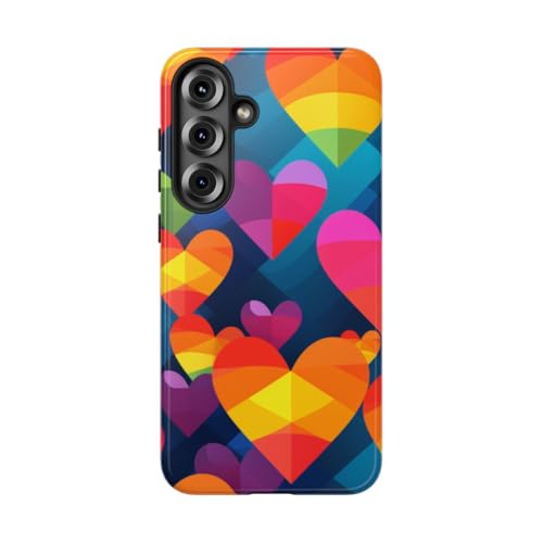 Coque Samsung S25 Plus motif cœurs géométriques colorés pour éviter les rayures