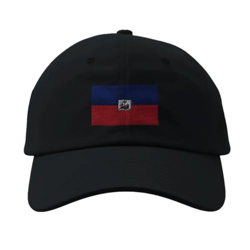 Casquette Drapeau d'Haïti Noir visière courbée streetwear mode haïtienne unisexe