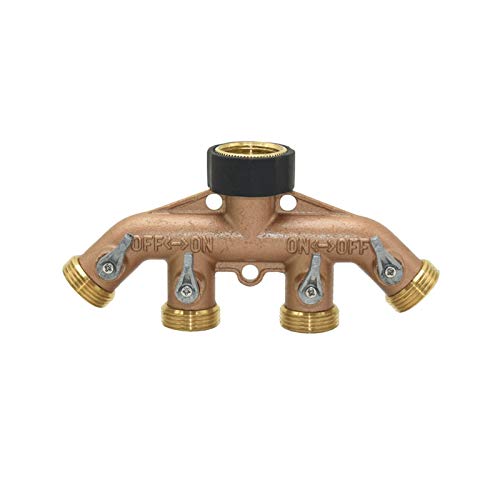 Distribuidor de 4 vías para manguera de jardín con rosca de 3/4 pulgada 5