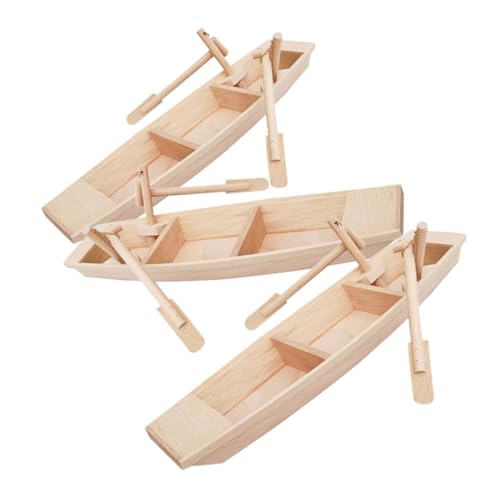 SUPVOX 3Pcs Rustic Wooden Boat Model Creative Boat Decor for Living Bedroom Office Desktop Ornament with Vivid Appearance for Home and Present Decor