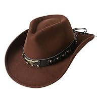 Jastore Western Cowboy Hat for Kids Boy Girl Classic Cowboy Cowgirl Dress Up Hat with Buckle Belt(Coffee, 5-12 Years)