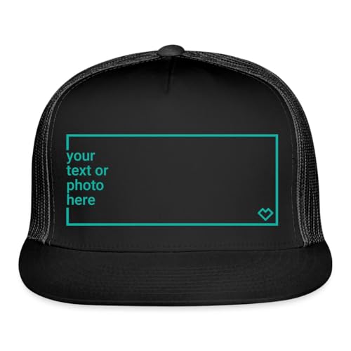 Spreadshirt Custom Trucker Cap Add Your Own Text or Image Personalized Trucker Hat, One Size, Black/Black