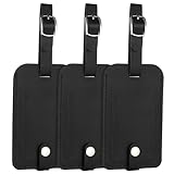 YELARXI Etiquetas de cuero para equipaje, etiquetas de viaje de poliuretano para bolsa de equipaje, etiquetas para maleta con cubierta de protección de privacidad en la parte trasera completa