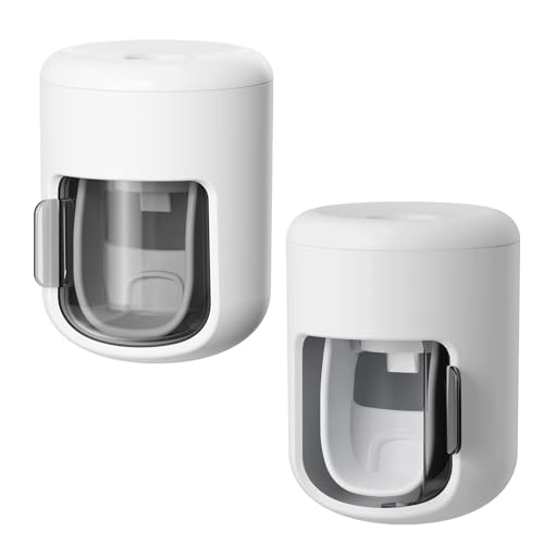 FOTINOR 2-Pack Automatic Toothpaste Dispenser - Wall Mounted Waterproof Dust Toothpaste Holder Detachable & Easy to Clean - for Bathroom Kids & Adults (New)