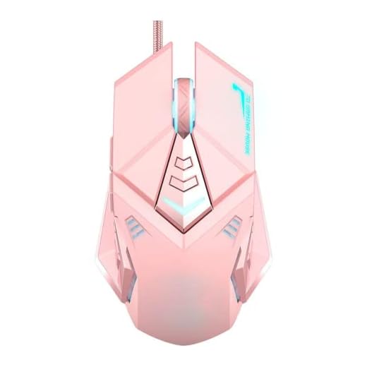 INPHIC Pink Gaming Mouse. USB Optical Wired Mouse. RGB Backlight. 4 Levels Adjustable DPI up to 4800. Silent Click, Ergonomic and 7 programmable Buttons Design. PC Gaming Mice for Windows System.