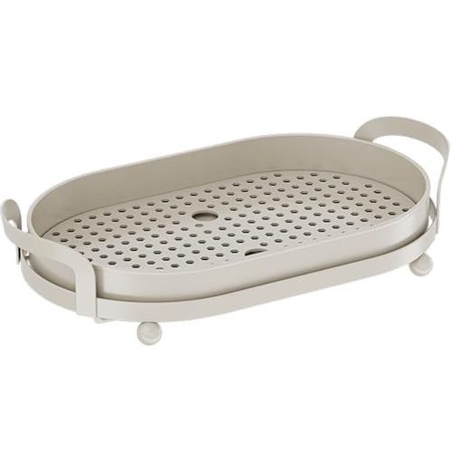 Bandeja Plastico de 38×21cm, Bandejas de Drenaje con Asa, Platillos para Plantas de Doble Capa, para Cocina y Mesa de Comedor