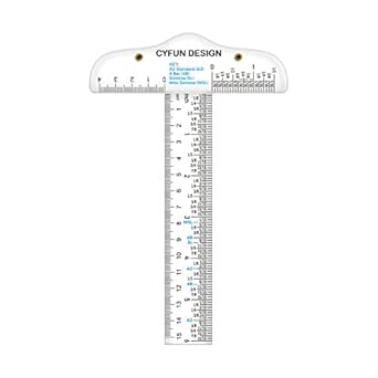 BAOFALI 6 Inches/15cm Acrylic Clear T-Square Ruler, inches and Metric, T Square Ruler, Transparent, T Ruler, for Crafting Drafting and General Layout Work Art Framing &amp; Drafting Scrapbooking Crafting