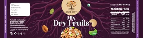 Image of ROYAL ROOTS Dry Fruits Mix I Fit for Fasting 500 Grams | Healthy Snacks Mixed Nuts Contain Almonds, Cashews, Dates, Black Raisin, Green Raisin
