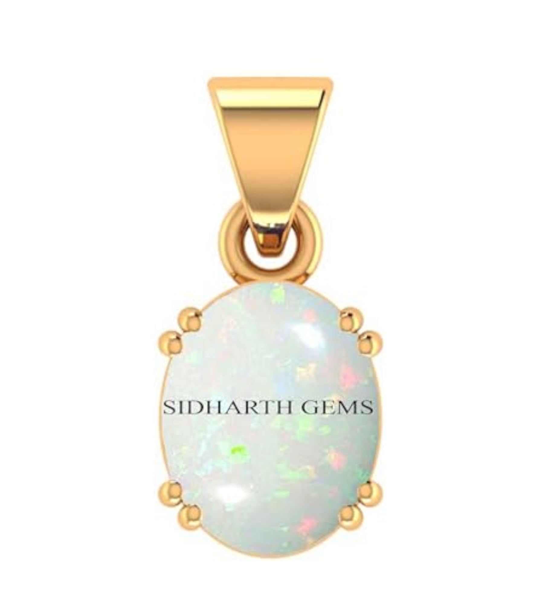 9.25 Ratti Gold Plated White Opal Pendant, Certified