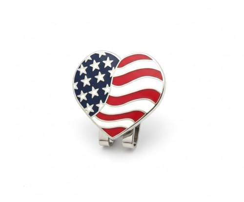 American Flag Heart Golf Ball Marker and Magnetic Hat Clip