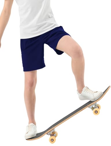 LEAO Youth Boys Athletic Running Shorts Lightweight Quick Dry Sports Workout Gym Hiking Shorts Zip Pockets UPF 50+3