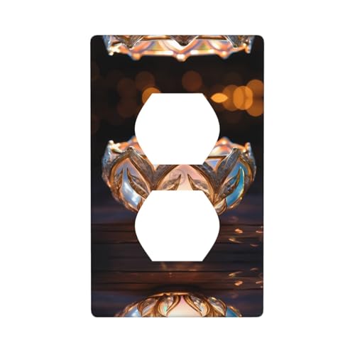 Phayah Placa de pared doble con patrón de plato pequeño, tamaño estándar, policarbonato termoplástico, tapas de enchufe dobles