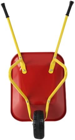 Red Kids Wheelbarrow, Metal Construction Toy Cart, 33lbs Load Capacity,Child Wheel Barrel Outdoor Gardening Toy with Front Wheel for Children