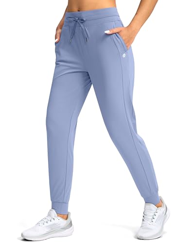 G Gradual Womens Joggers Pants with Zipper Pockets High Waisted Athletic Tapered Sweatpants for Women Workout Lounge Light Blue Medium