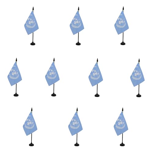 Drapeau de table ONU 15x10 cm en polyester AZ FLAG pour décoration bureau et conférence