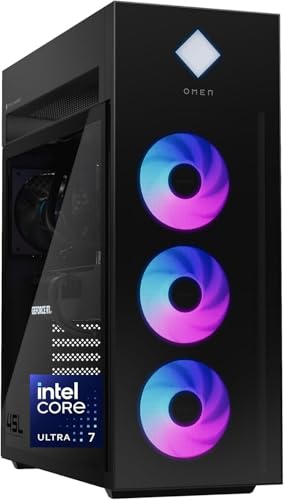 HP OMEN 45L Gaming Desktop NVD RTX 5060 Ti 8GB Intel 20-Core Ultra 7 265KF 16GB DDR5 RAM 1TB NVME SSD Windows 11 Pro USB-C Copilot Liquid-Cooled AI Gaming PC w/Tempered Glass