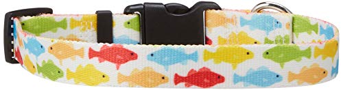 Image of Yellow Dog Design Rainbow Fish White Dog Collar, Small-3 /4 Wide fits Neck Sizes 10 to 14 inch, (IDFW103)