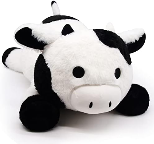Leokawin 21" Weighted Cow Stuffed Animal, Soft Weighted Stuffed Animals for Anxiety, Kawaii Black and White Weighted Plush Animals, Cute Plush Cow Throw Pillow Gifts for Kids & Adults, 2lbs