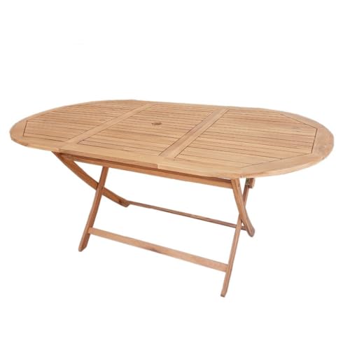 LOLAhome Mesa de jardín Resistente y Plegable Ovalada de 160x85x74 cm, para 4 6 Personas | De Madera natual sostenible de Acacia con FSC | para Exterior, jardín, terraza, balcón o Piscina | Kate