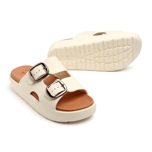 Image of RADIANCE Women Buckle Sandals with Super Soft Insole | Ergonomic Footbed | Lightweight | Skin-Friendly | Cushioned Sole | Trusted by Doctors l Latest, Stylish and Trendy Slip-Ons for Girls and Ladies