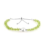 CRYSTALIS Peridot FW Cultured Pearl Beads Slider Bracelet, August Birthstone, Chips Nuggets, Gift Jewelry, Birthday, Anniversary, Wedding, Wife, Girlfriend, Daughter, Grands, Mom 925 Silver 10 inch