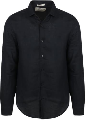 Superdry Riviera L/S Linen Shirt, Eclipse Navy, XXL Men's