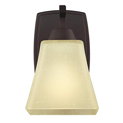 Westinghouse 6307300 Midori One-Light Indoor Wall Fixture, Finish Linen, Oil Rubbed Bronze - Amber Glass - Image 3