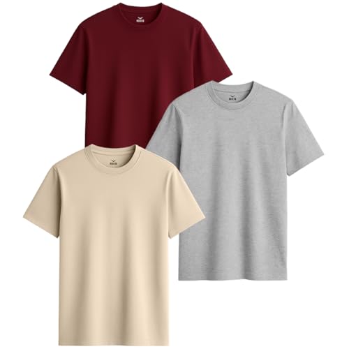 Image of Nobero 100% Cotton Tshirts for Men Combo Pack of 3 | Regular Fit Round Neck Half Sleeve