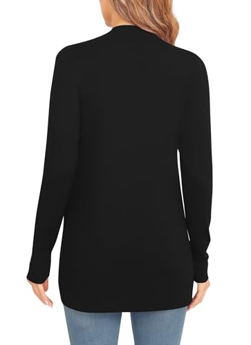 Image of EXCHIC Women's Long Sleeve Lightweight Knit Sweater Cardigan Curved Hem Open Front Cardigans with Pockets