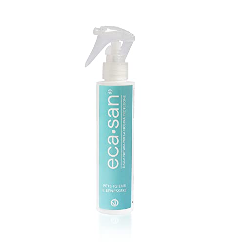 ECASAN® Pets Higiene y Bienestar. Spray Limpiador Multiusos Desinfectante para Mascotas. Limpia Patas Perro, Limpiador Orejas, Pretty Eyes y Alivia picor en Perros y Gatos. Green, Vegan Pack 150 ml