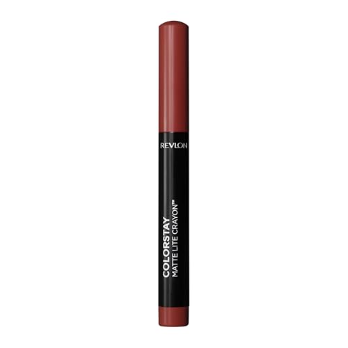 REVLON ColorStay Matte Lite Crayon Lipstick with Built-in Sharpener, Smudge-proof, Water-Resistant Non-Drying Lipcolor, 003 Soufflé All Day, 0.049 oz